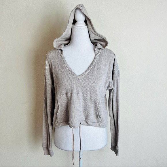 Fashion Nova Oatmeal Knit Hooded Long Sleeve & Jogger Lounge Tracksuit Set - Picture 2 of 9